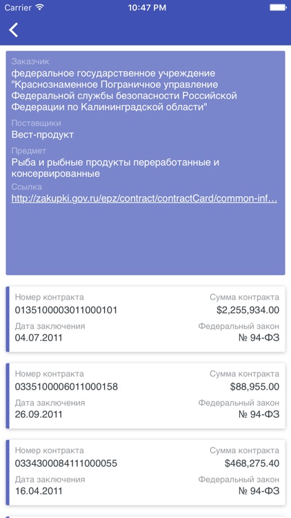 BudgetApp - информация о гос.контрактах, грантах, заказчиках и поставщиках screenshot-4