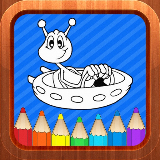 Alien Monster Cartoon Toddlers Kids Coloring Books iOS App