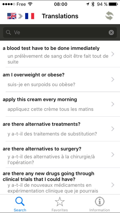 Medical conversation dictionary - French/English screenshot-0