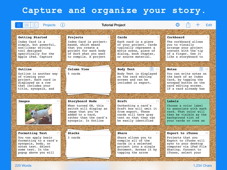 Index Card 4 - Corkboard Writing App