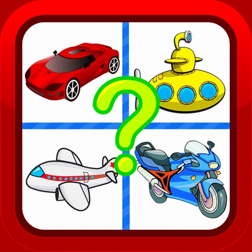 Vehicles Cartoon Fun Picture Quiz Puzzles for Kids Icon