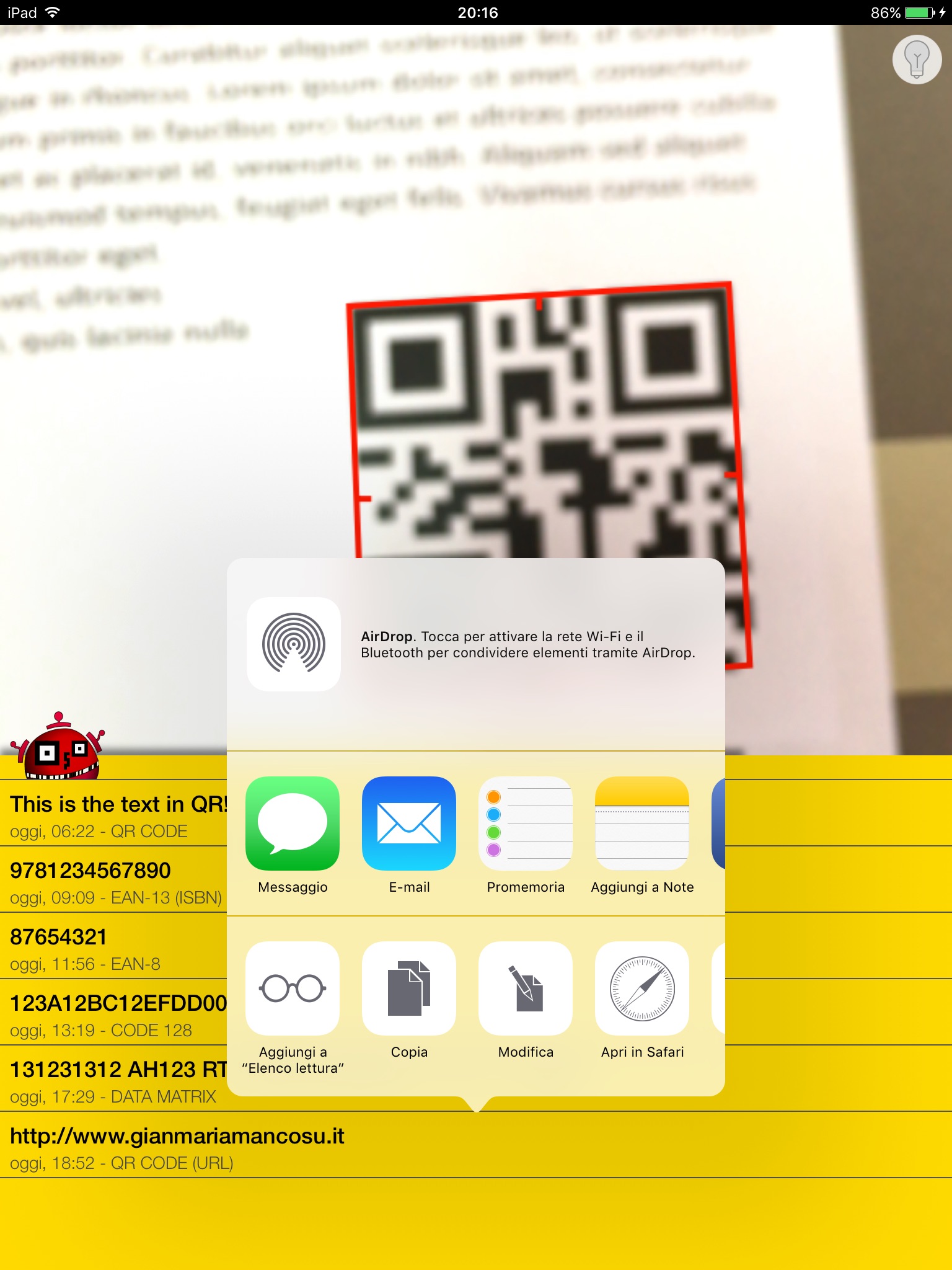 Robot QR - more than a barcode and QR code reader screenshot 2