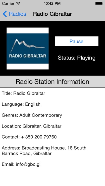 Gibraltar Radio Live Player