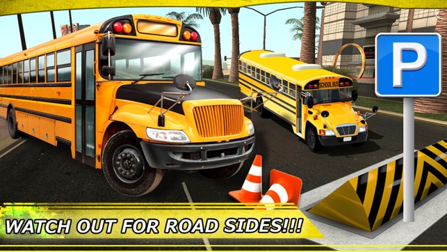 High School Bus Parking Test 3D Simulato