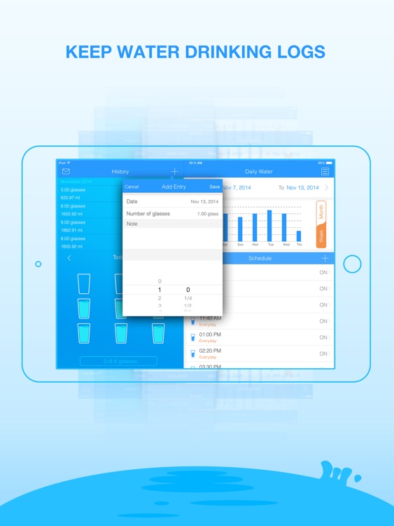 Daily Water for iPad - Water Minder and Counter screenshot-3