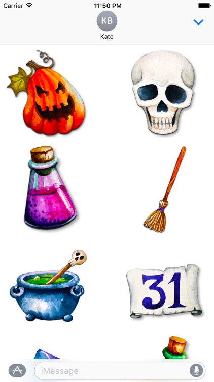 Halloween Hand-Drawn Water-Color Stickers