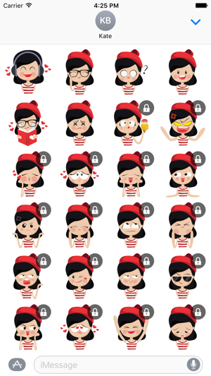 Cute French Girl Emotions Stickers(圖3)-速報App