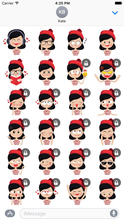 Cute French Girl Emotions Stickers