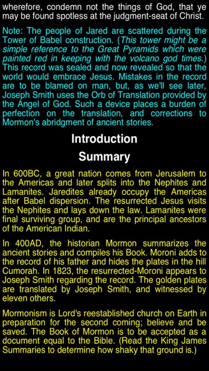 Summary Book of Mormon (part I)