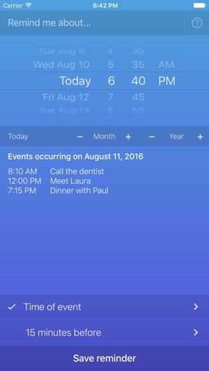 Muna - Calendar events with reminder pre