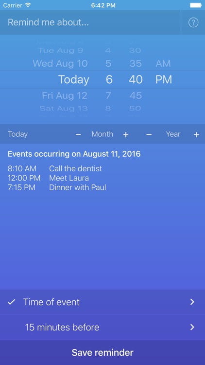 Muna - Calendar events with reminder presets