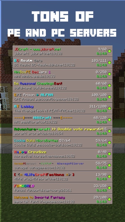 Live Servers for Minecraft PE & PC Pocket Edition