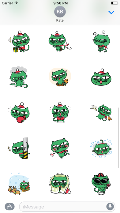 Greeny The Cat - Christmas stickers packのおすすめ画像2