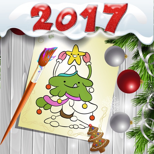 New Year 2017 Coloring Pages Icon