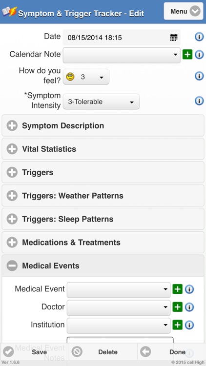 Symptom Trigger Tracker