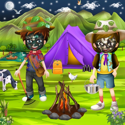 Crazy Kids Outdoor Summer Camp Party Icon