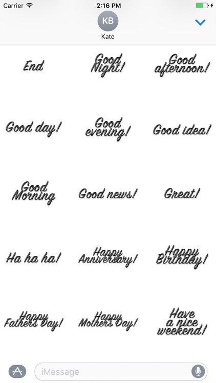 Expressions Crispy Black Stickers for iMessage