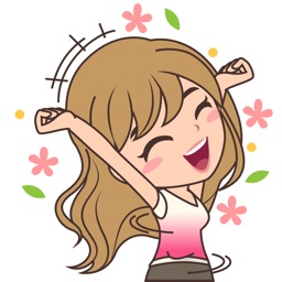 Cheerful Girl Sticker for iMessage by AMSTICKERS