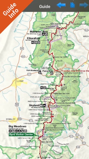 Map Skyline Drive Shenandoah National Park World Map