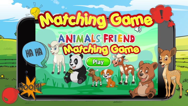 Cute Animal pairs matching remember game preschool