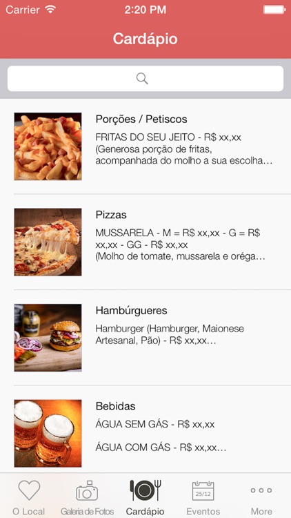 App Bar e Restaurante