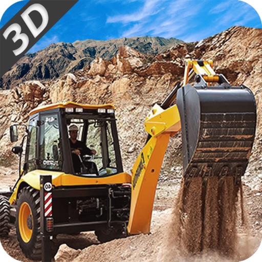 Construction Crane & Dump Truck-Operate Excavator Icon