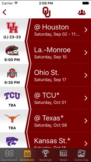 Big 12 Football Schedules & Scores(圖4)-速報App