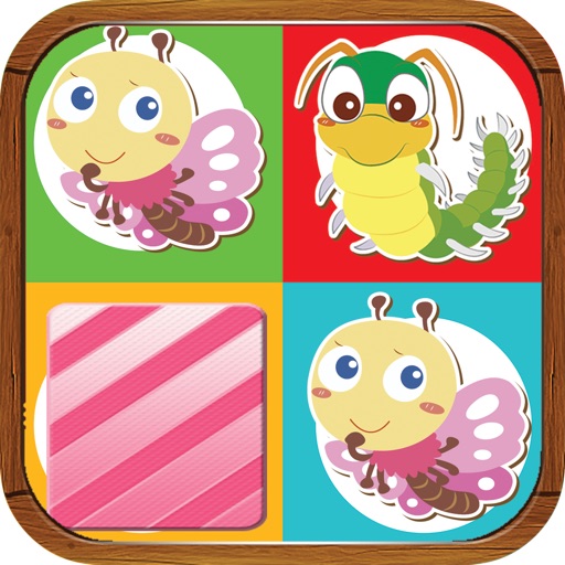 Cute Bugs Match Game for Kids brain training Icon
