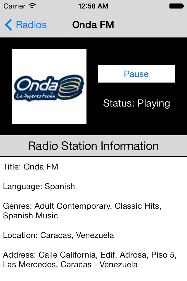 Venezuela Radio Live Player (Caracas / Spanish / español) screenshot 3