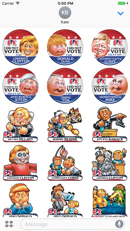 Garbage Pail Kids GPK Election Stickers