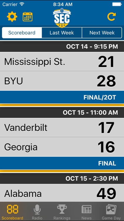 SEC Football Schedules, Scores & Radio