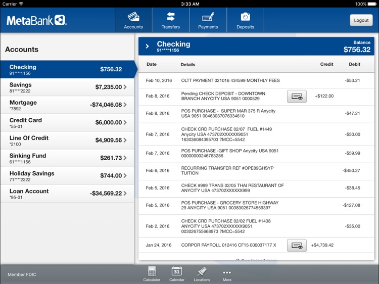 MetaBank Mobile Banking for iPad