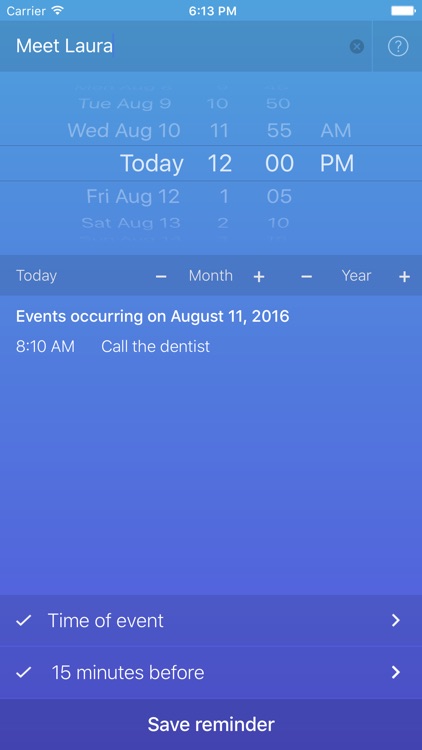 Muna - Calendar events with reminder presets