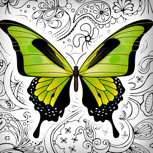 Butterfly & Flowers Coloring Pages for Adults Game Icon