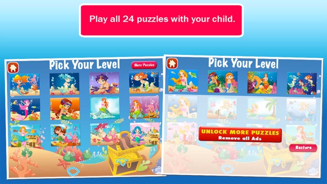 Mermaid Princess Puzzles Game for Toddlers(圖4)-速報App