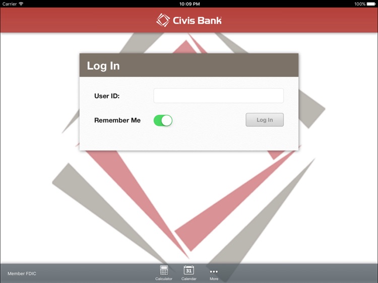 Civis Bank Mobile Banking App for iPad