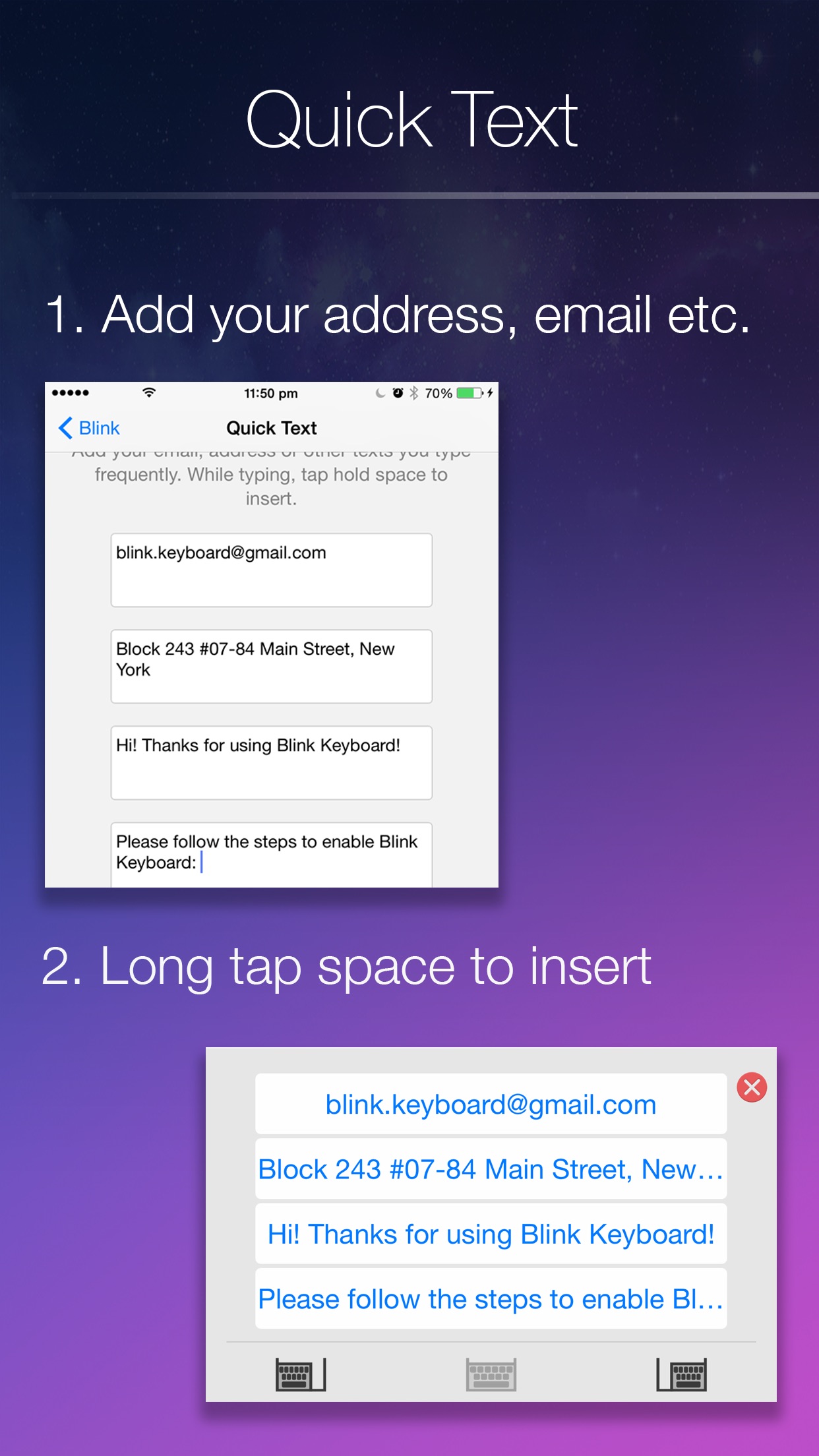 Screenshot do app Blink Keyboard-one-hand, fast