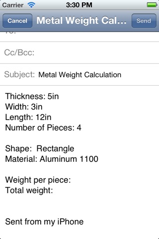 Metal Weight Calculator Lite screenshot 2