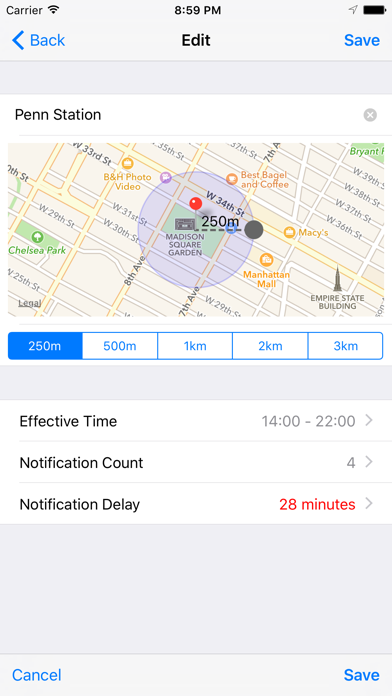 iGeoAlarmFree - Battery Friendly Location Alarm screenshot 2