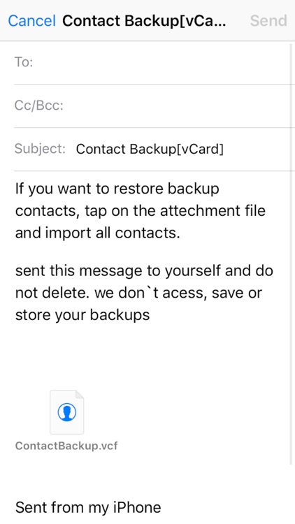 MyContact Backup - contact backup via mail