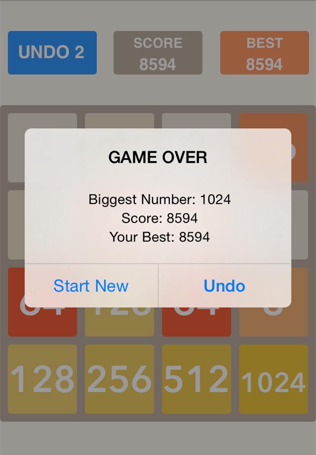 2048 Undo Number Puzzle Game screenshot 2