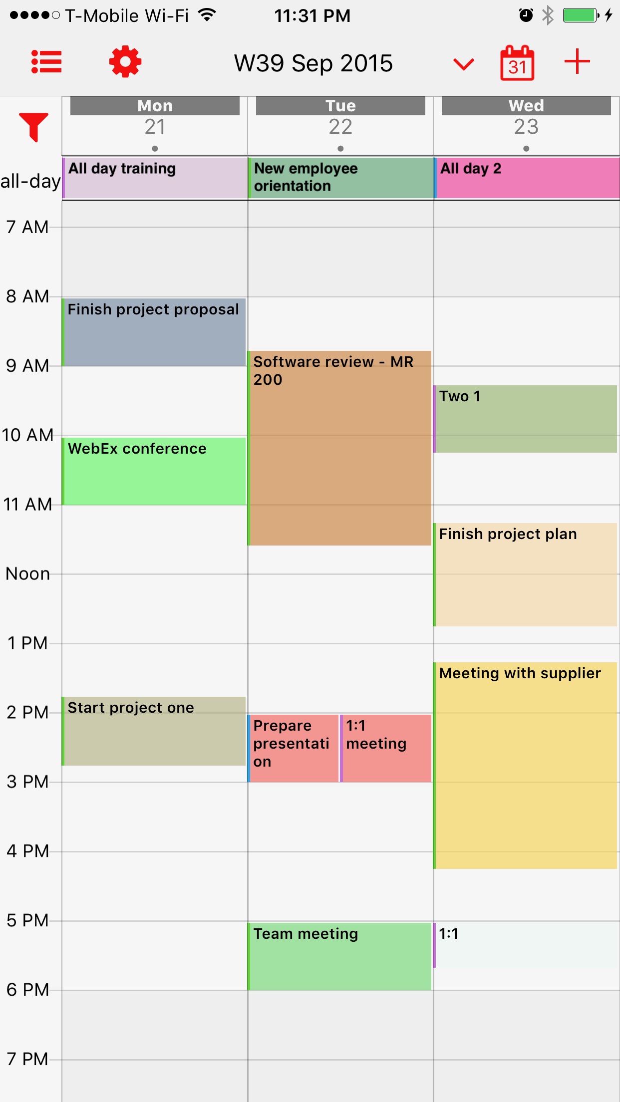 Screenshot do app Week Calendar Pro