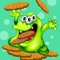 In game, players control a small green monster to eat cookies, when all the cookies has been eat, you can pass this game level, use your brain to help it