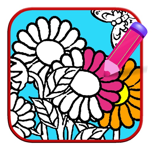 Draw Game Flowers Coloring Page Free For Kids Icon