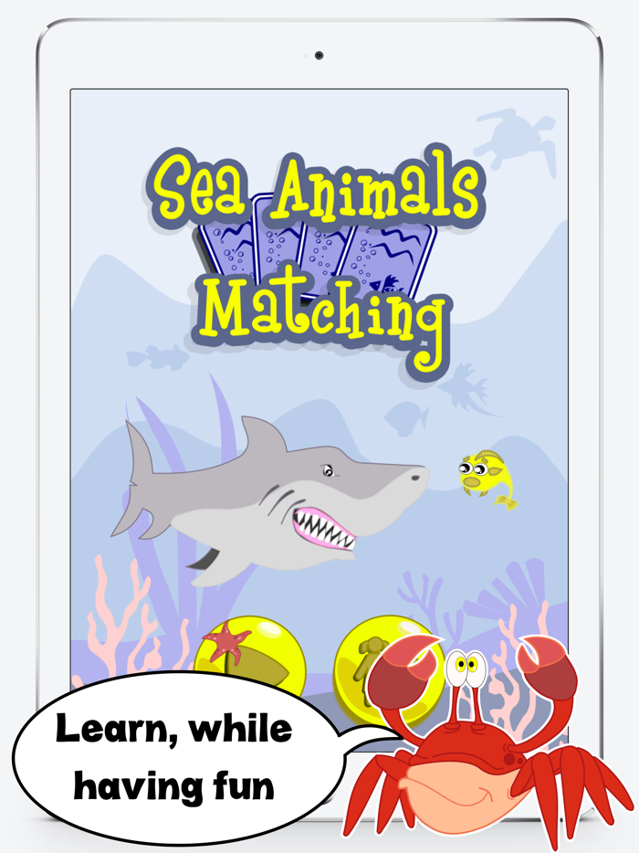 Sea Animals Matching Game Educational App for Kids