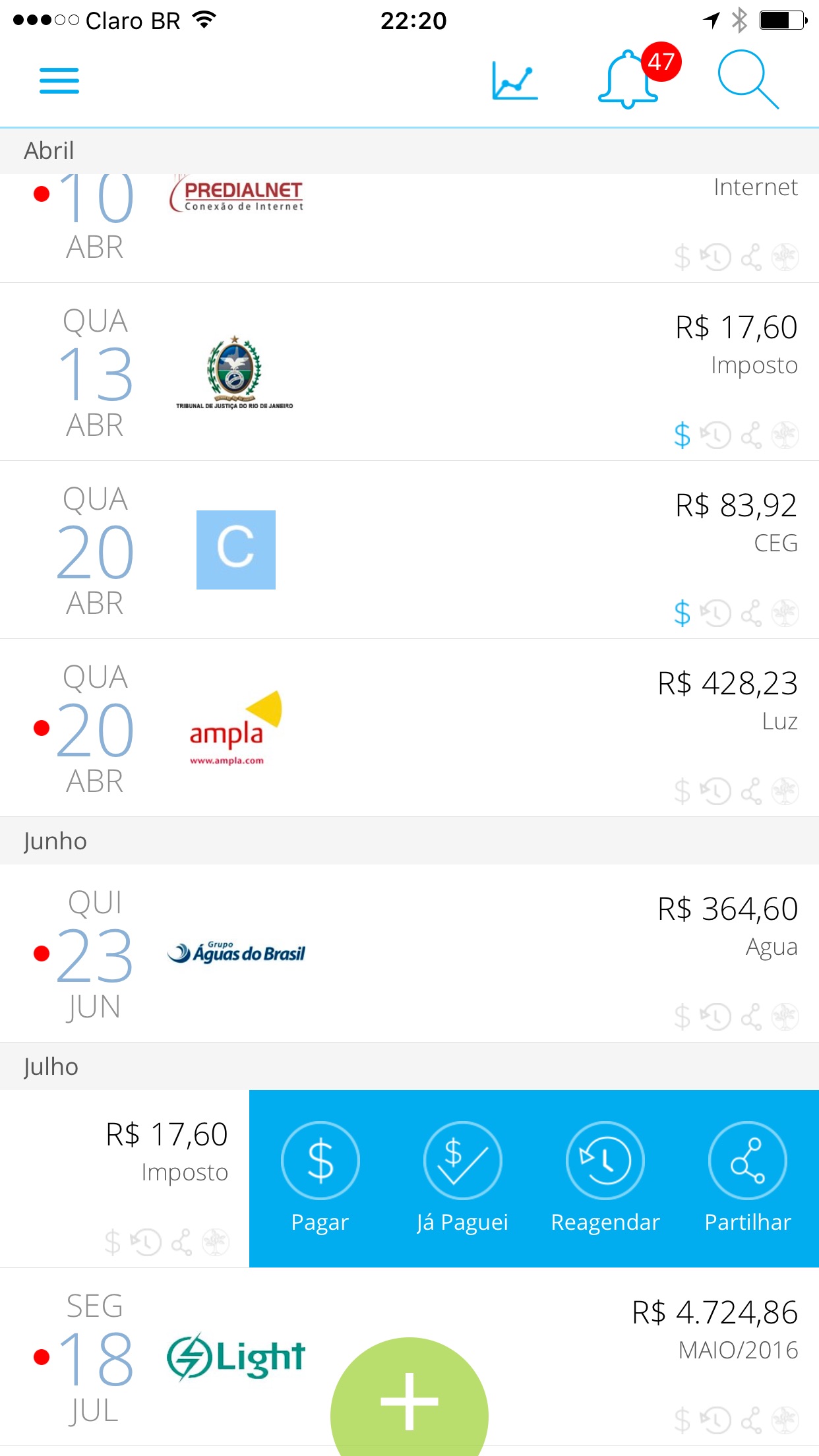 Screenshot do app papelada