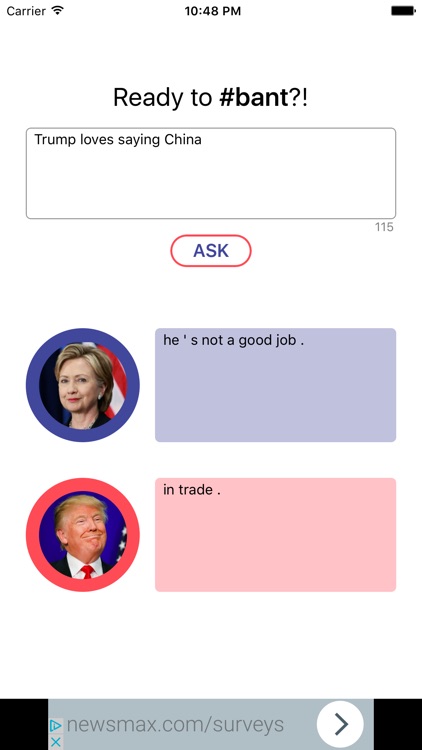 Banter - Chat with Trump and Hillary