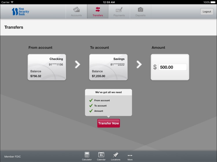 First Security Bank of Byron for iPad screenshot-3