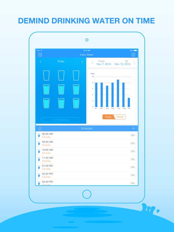 Daily Water Pro for iPad- Water Reminder & Counter