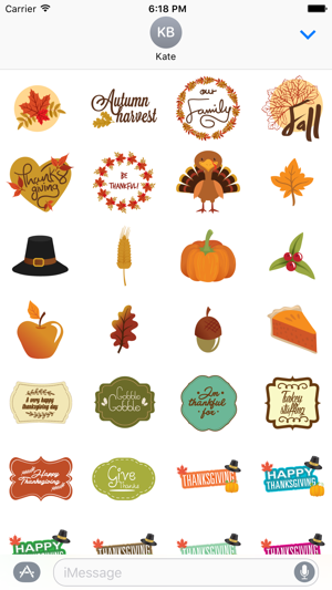 Thanksgiving Stickers Pack for iMessage Text Chat(圖1)-速報App